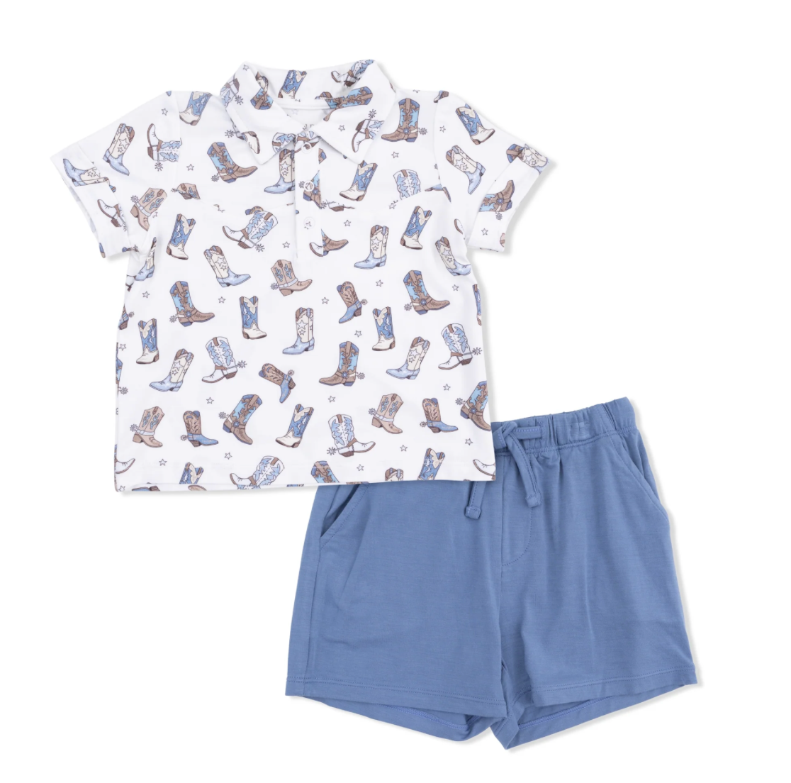 Infant & Boys Cowboy Boots Polo & Shorts Set