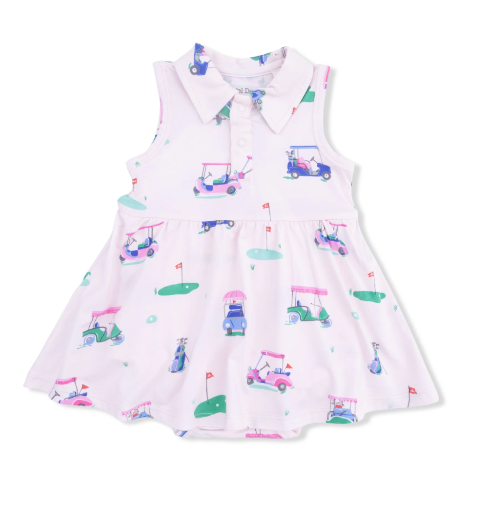 Angel Dear Infant Girls Vintage Golf Carts Polo Dress