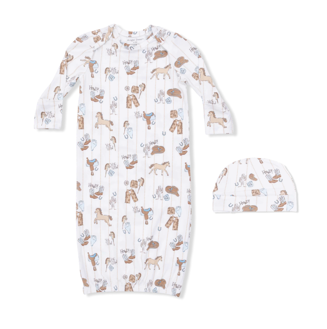 Angel Dear Cowboy Nursery Gown & Beanie Set