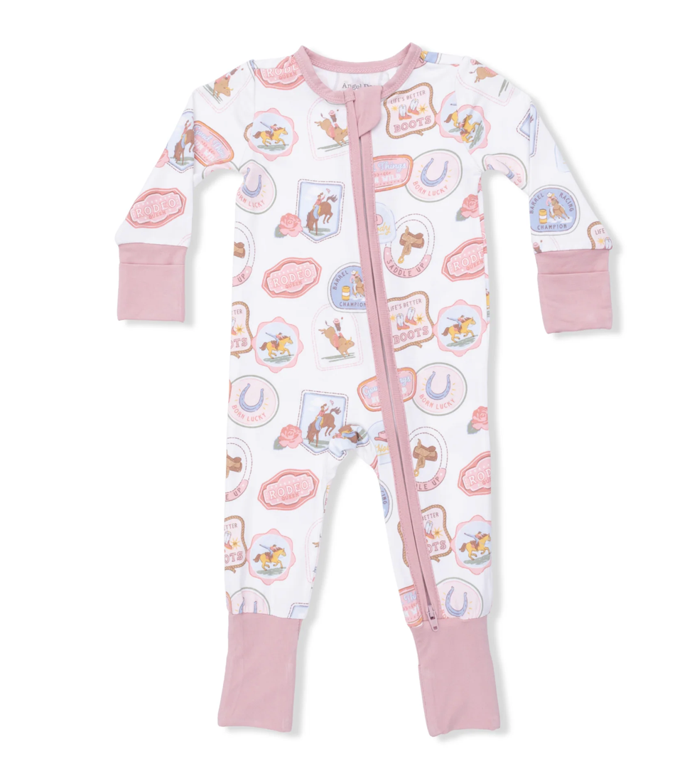 Angel Dear Rodeo Patches Convertible Romper-Pink
