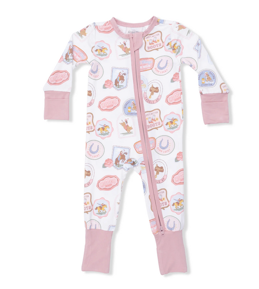 Angel Dear Rodeo Patches Convertible Romper-Pink