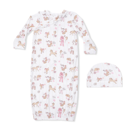 Angel Dear Cowgirl Nursery Gown & Beanie Set