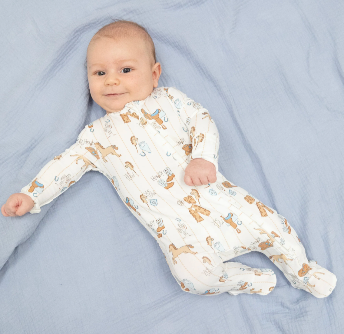 Angel Dear Cowboy Nursery Zipper Footie