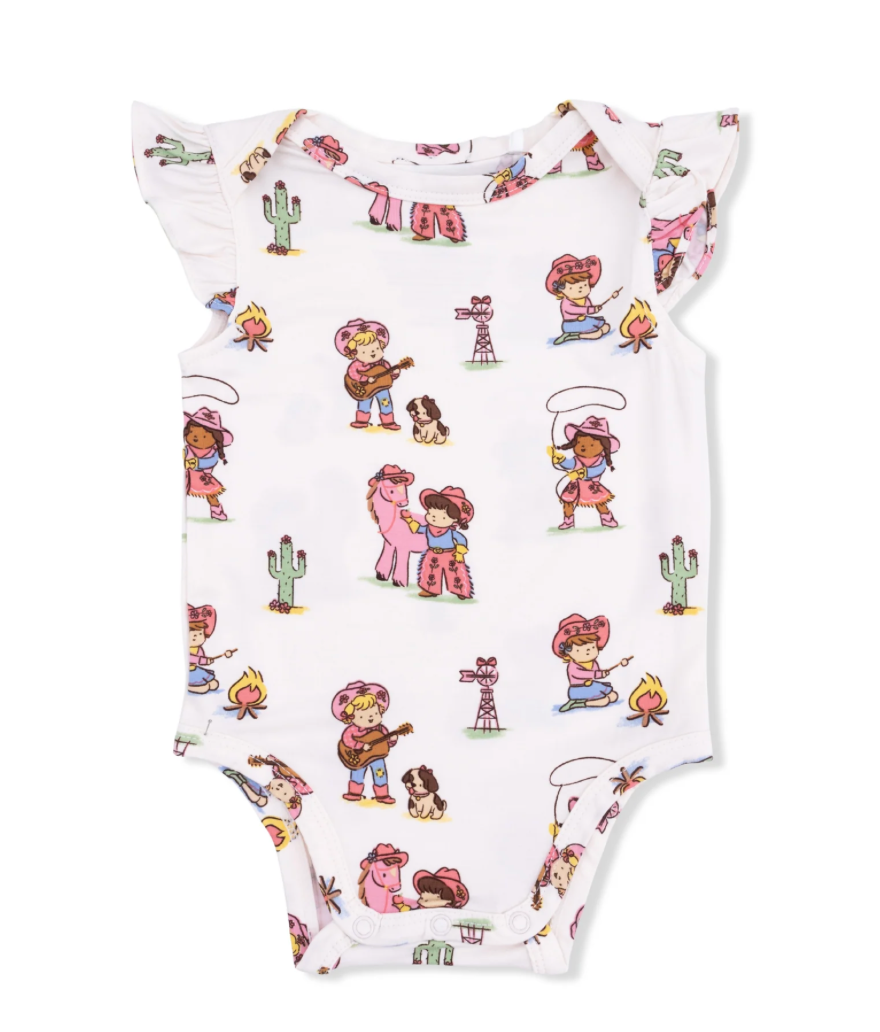 Angel Dear Vintage Cowgirl Ruffle Sleeve Bodysuit