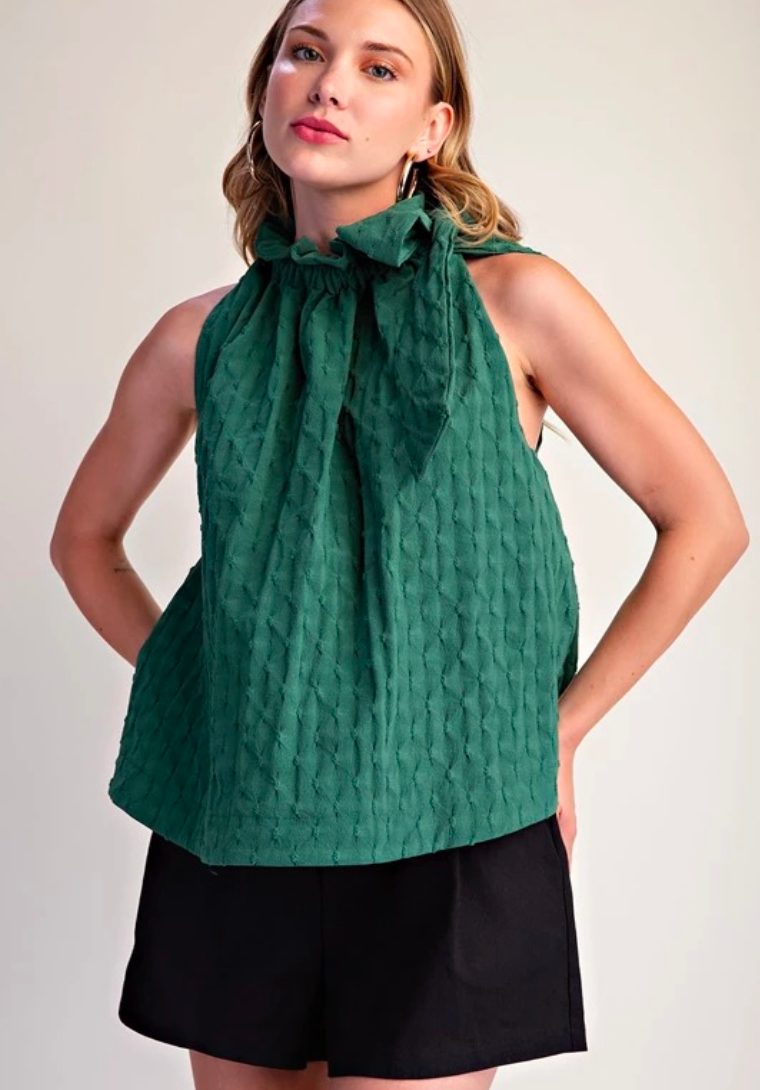 Green Ruffle Neck Halter Top