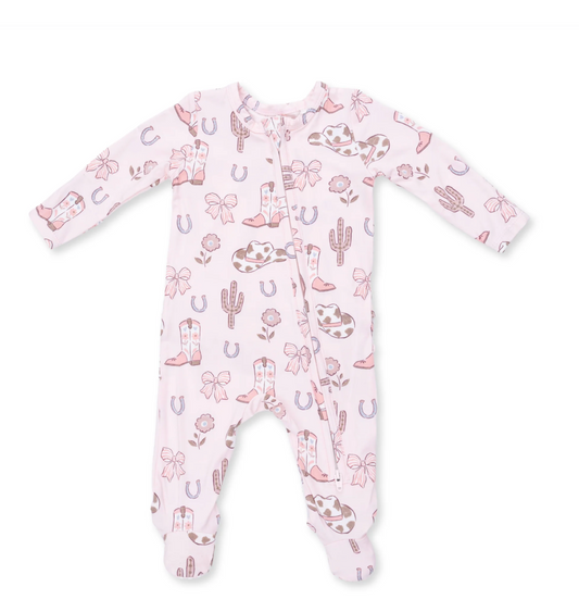 Angel Dear Cowgirl Boots & Bows Ruffle Back Footie
