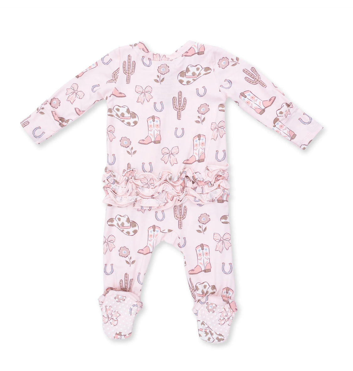 Angel Dear Cowgirl Boots & Bows Ruffle Back Footie