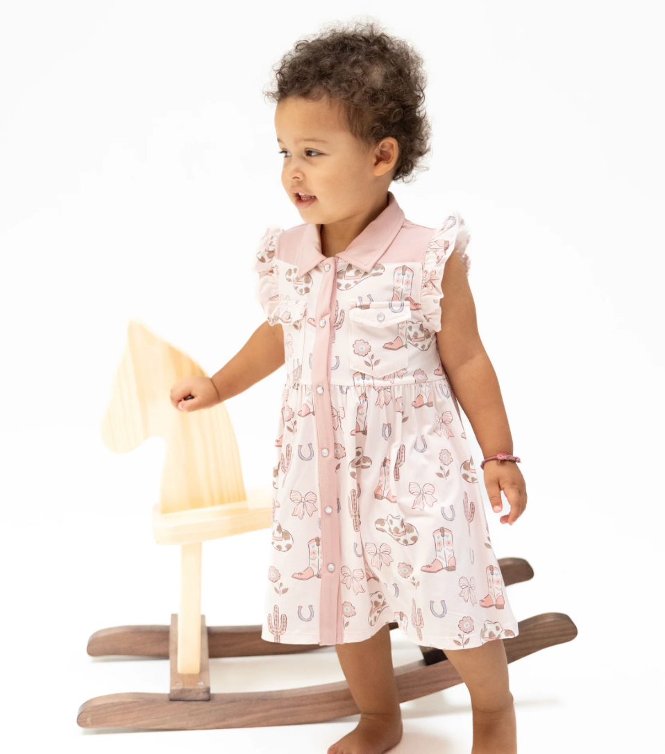 Angel Dear Cowboy Boots & Bows Western Snap Dress Set