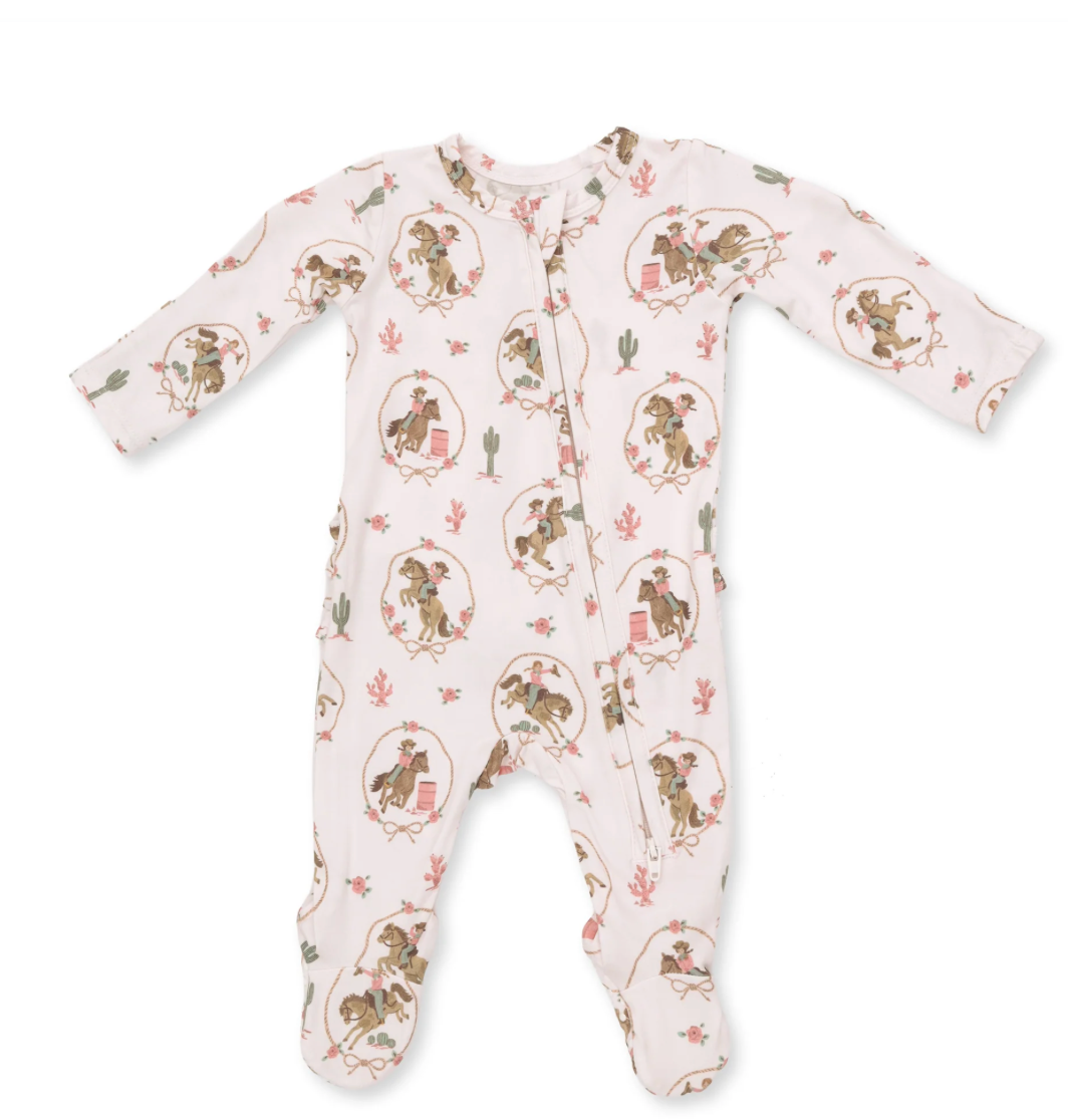 Angel Dear Cowgirl Cameos Ruffle Back Footie