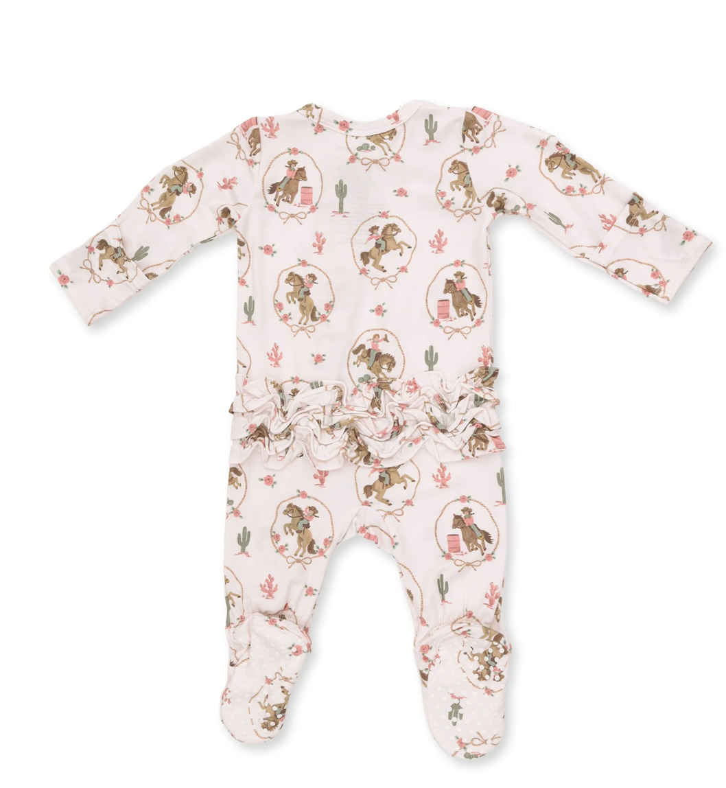 Angel Dear Cowgirl Cameos Ruffle Back Footie