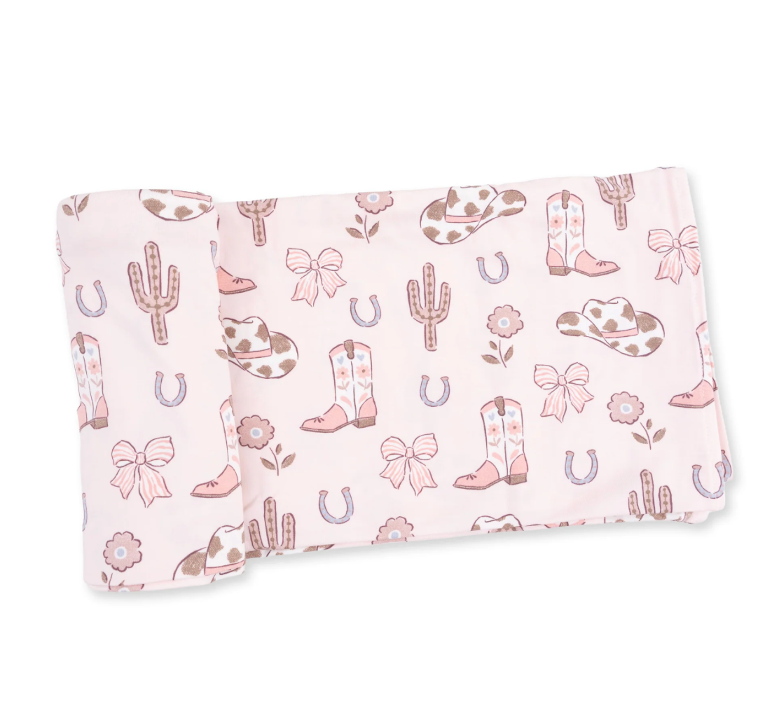 Angel Dear Cowgirl Boots & Bows Swaddle Blanket