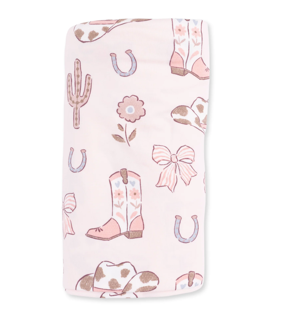 Angel Dear Cowgirl Boots & Bows Swaddle Blanket