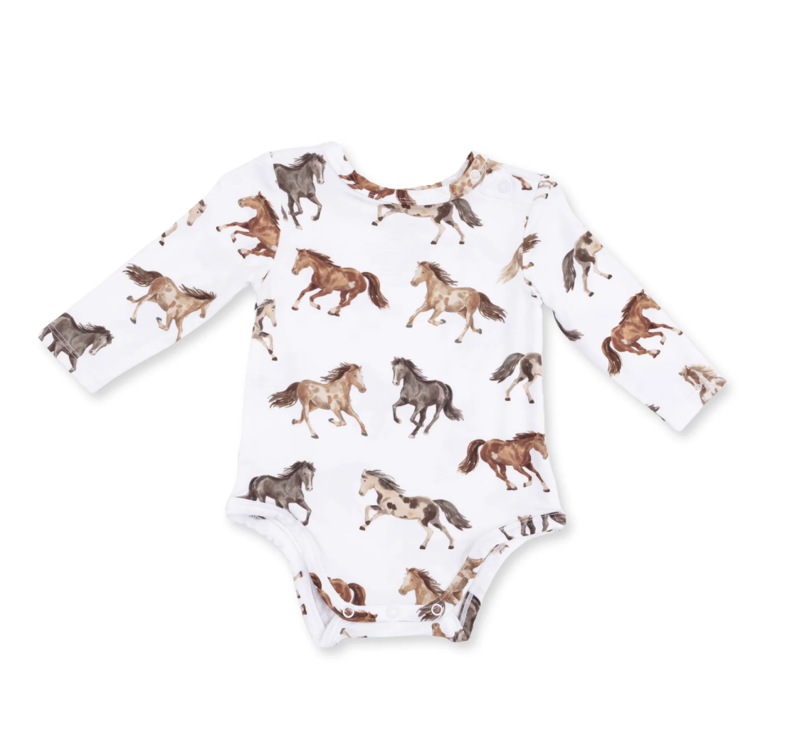 Angel Dear Wild Horses LS Bodysuit