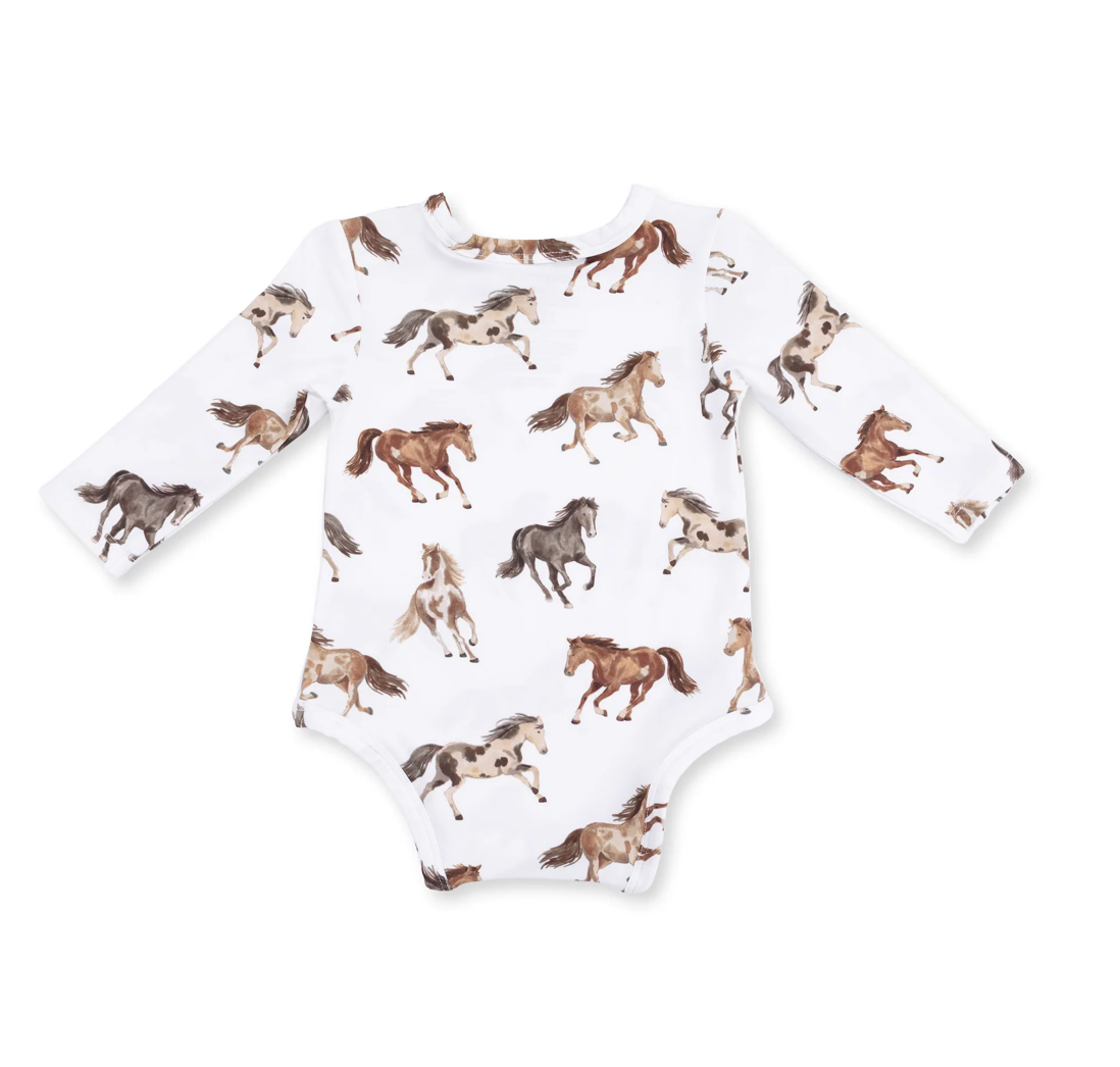 Angel Dear Wild Horses LS Bodysuit