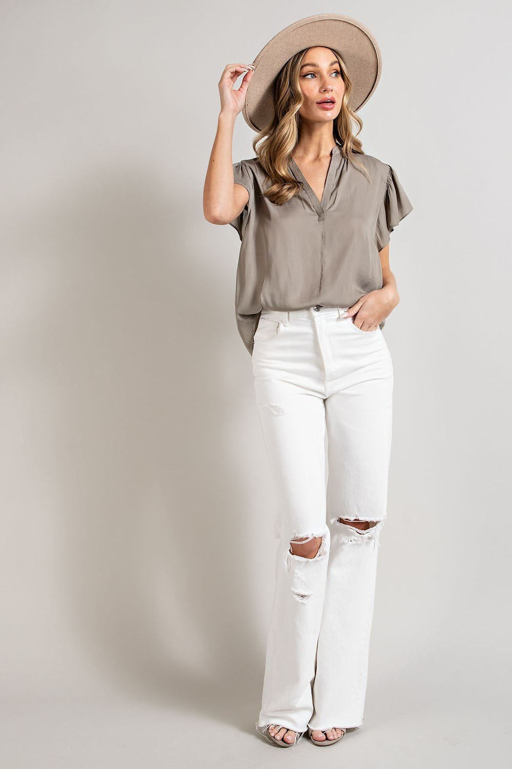 Sage Casual V-Neck Top