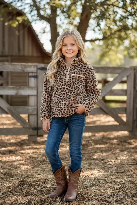 Girls Leopard Print Pullover