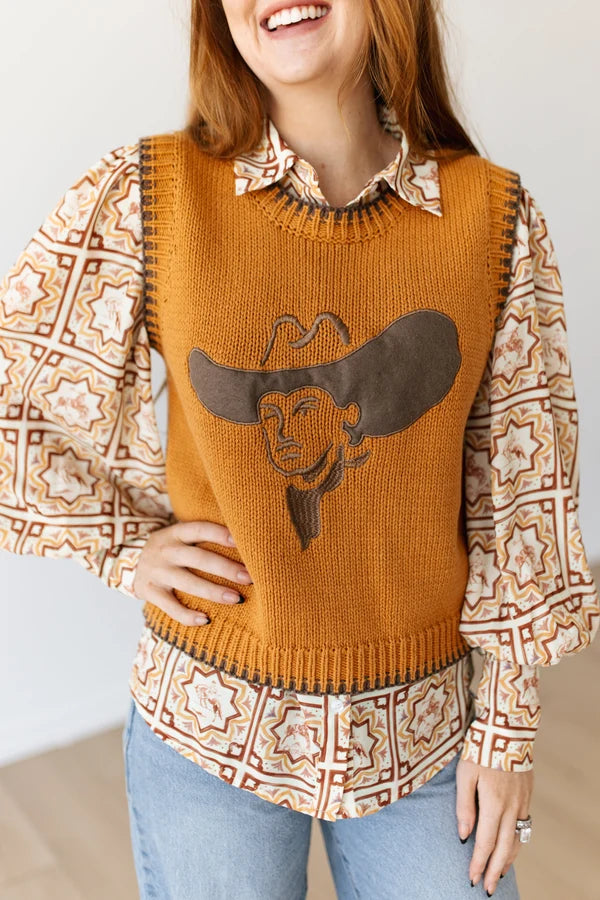 Big Hat Cowboy Sweater Vest