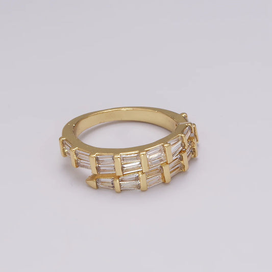 Gold Baguette & CZ Wrap Ring