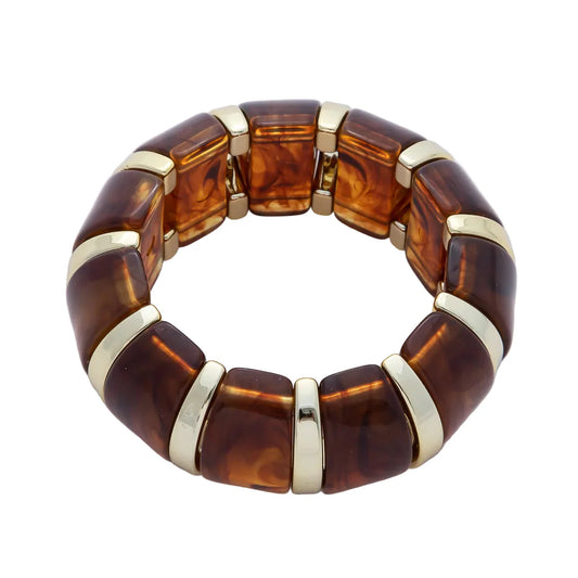 Tortoise Marble Stretch Resin Bangle Bracelet