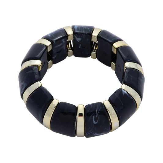 Marble Effect Black Stretch Resin Bangle Bracelet