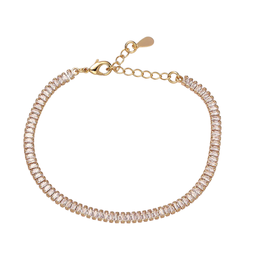 Clear Baguette CZ Tennis Chain Bracelet