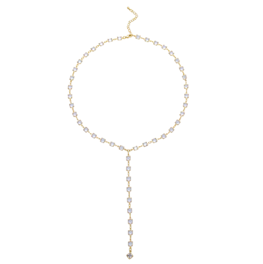 Clear CZ Chain Lariat Necklace