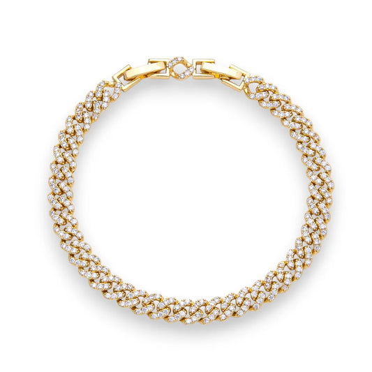 Micro Paved CZ Curb Chain 7 Inch Adjustable Bracelet