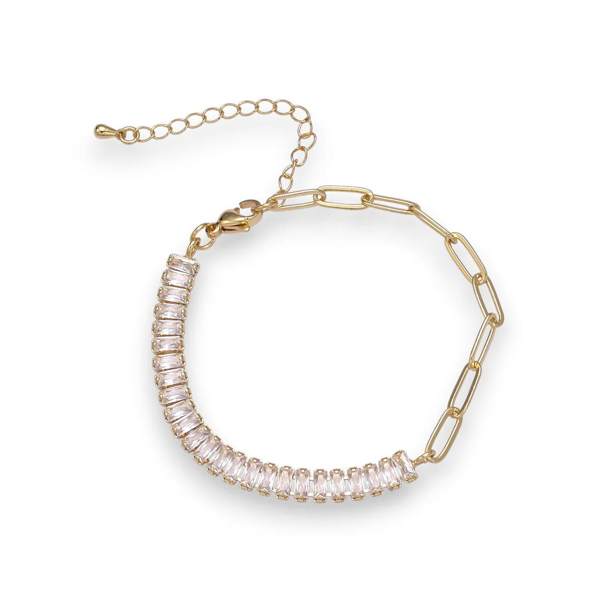 Baguette & Paperclip Half/Half Bracelet