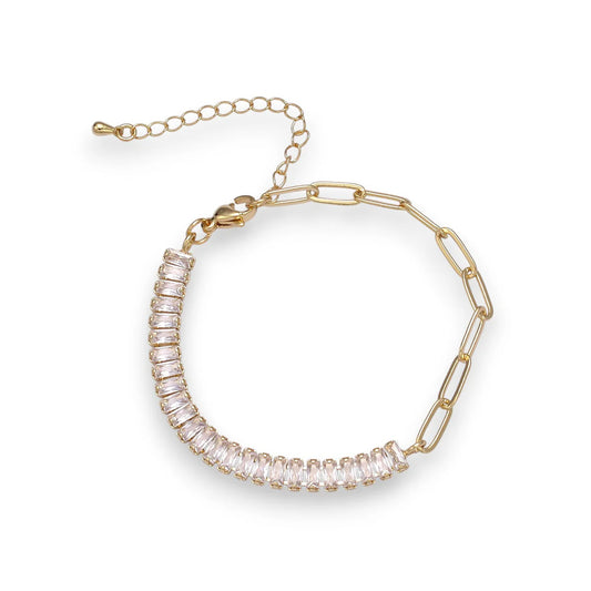 Baguette & Paperclip Half/Half Bracelet