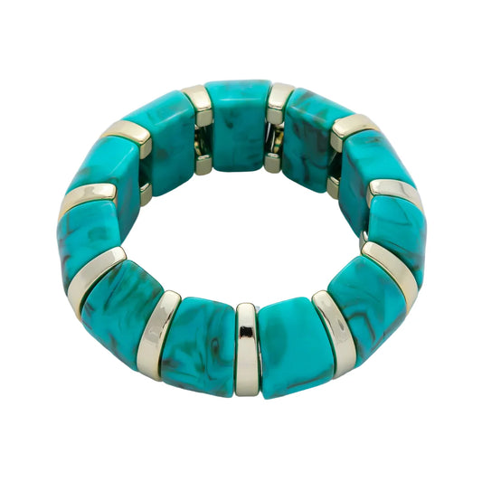 Marble Aqua Stretch Resin Bangle Bracelet