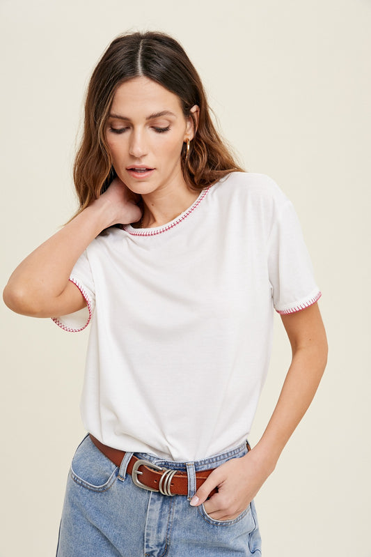 Embroidery Trim Stitched Tee