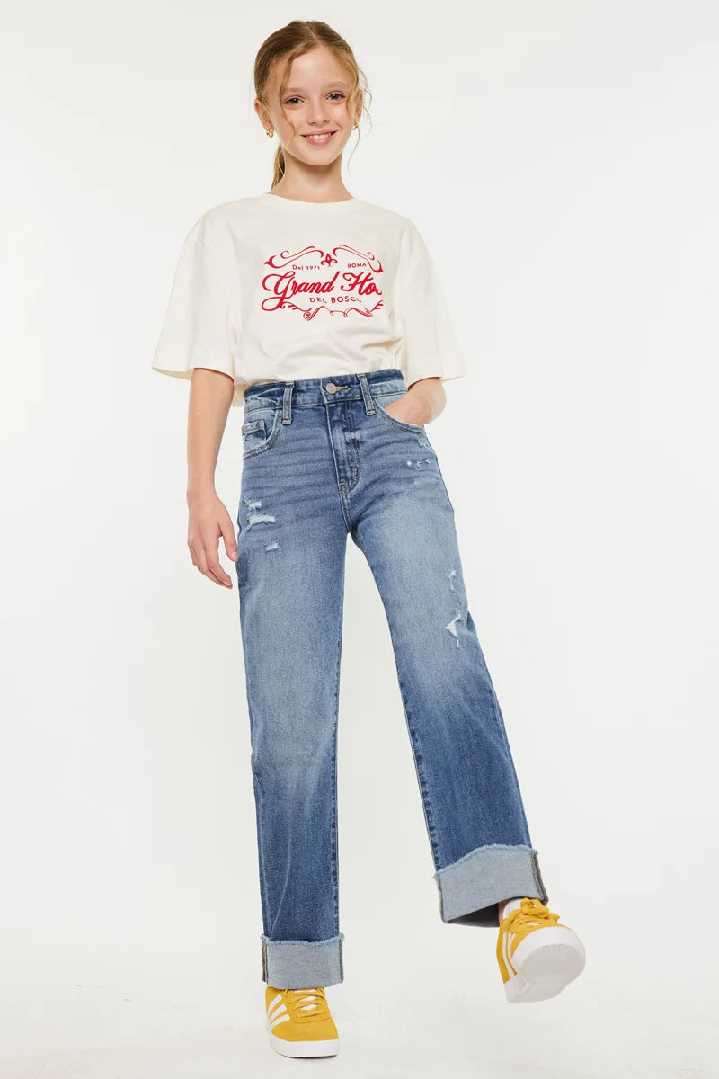 KanCan Youth High Rise Cuffed Jeans