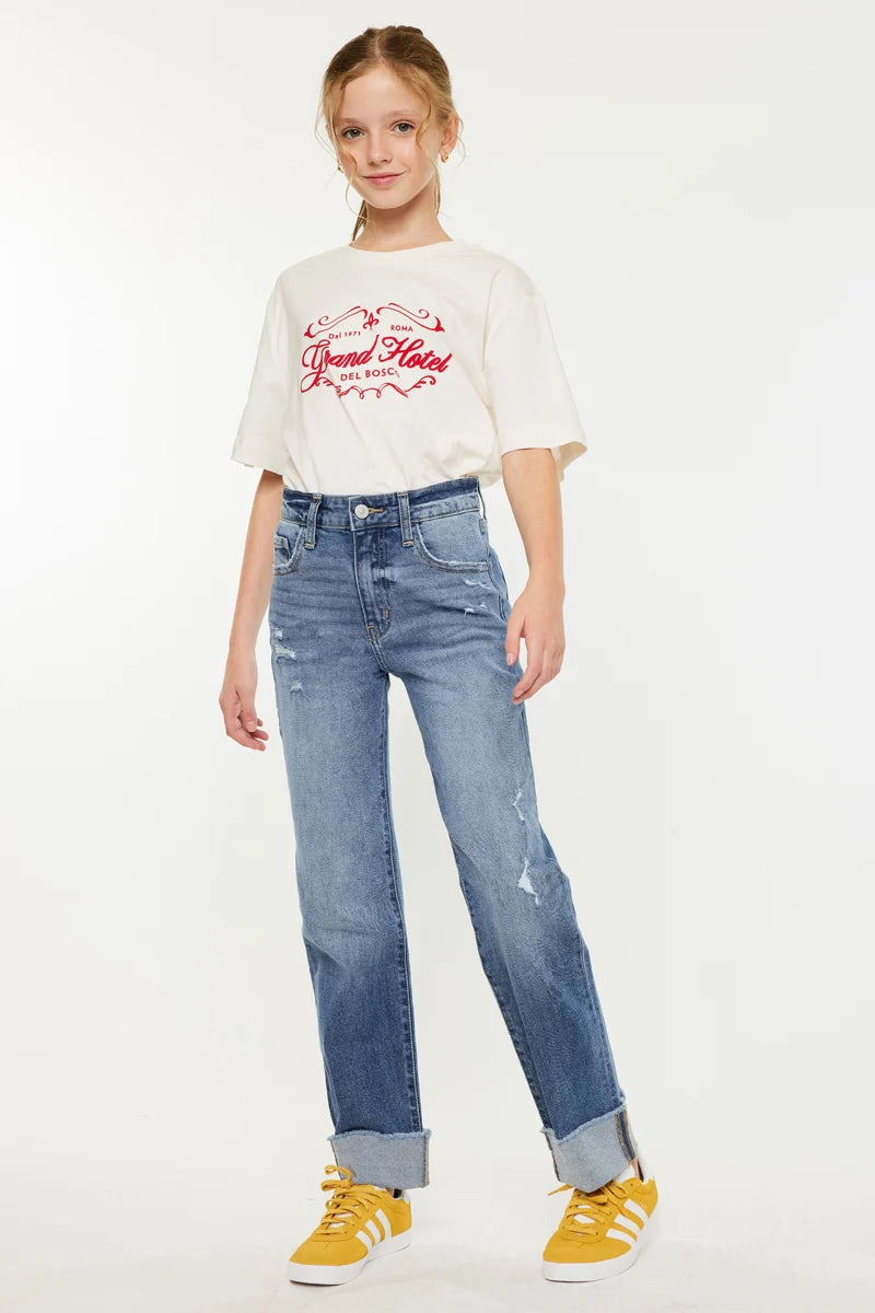 KanCan Youth High Rise Cuffed Jeans