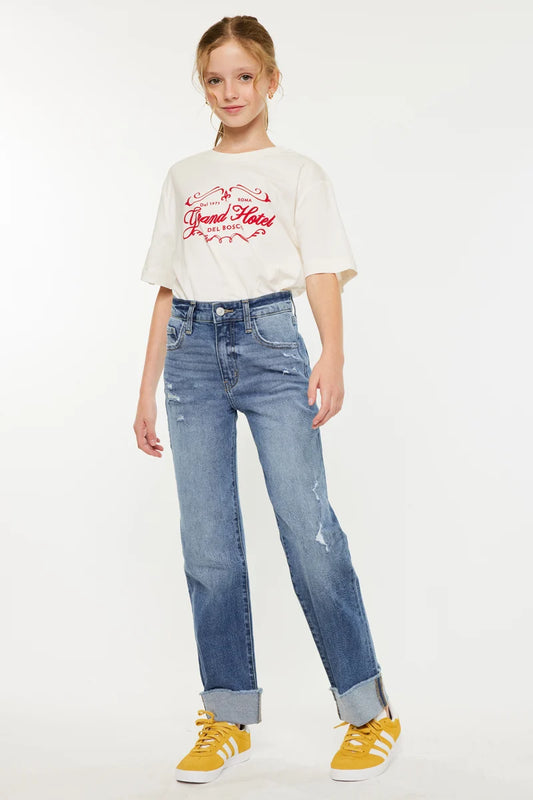 KanCan Youth High Rise Cuffed Jeans