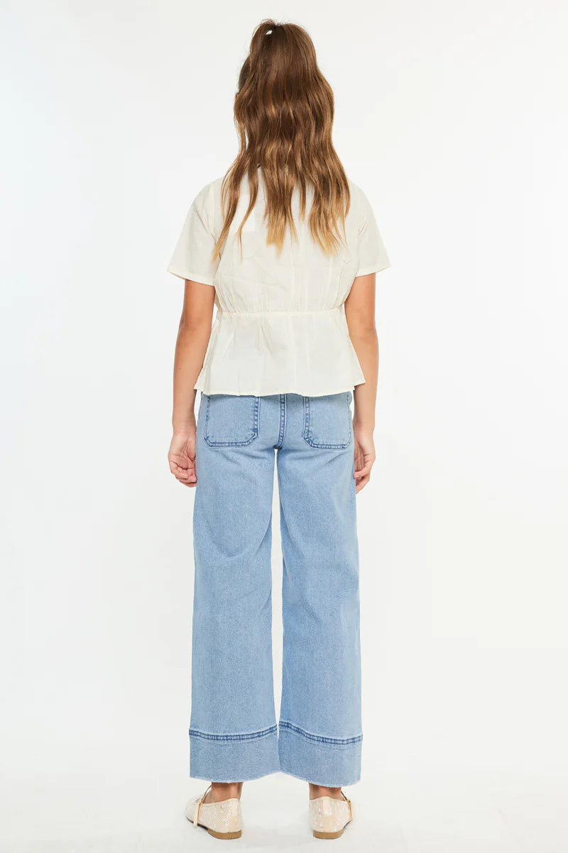 Kancan Youth High Rise Crop Wide Leg Jeans