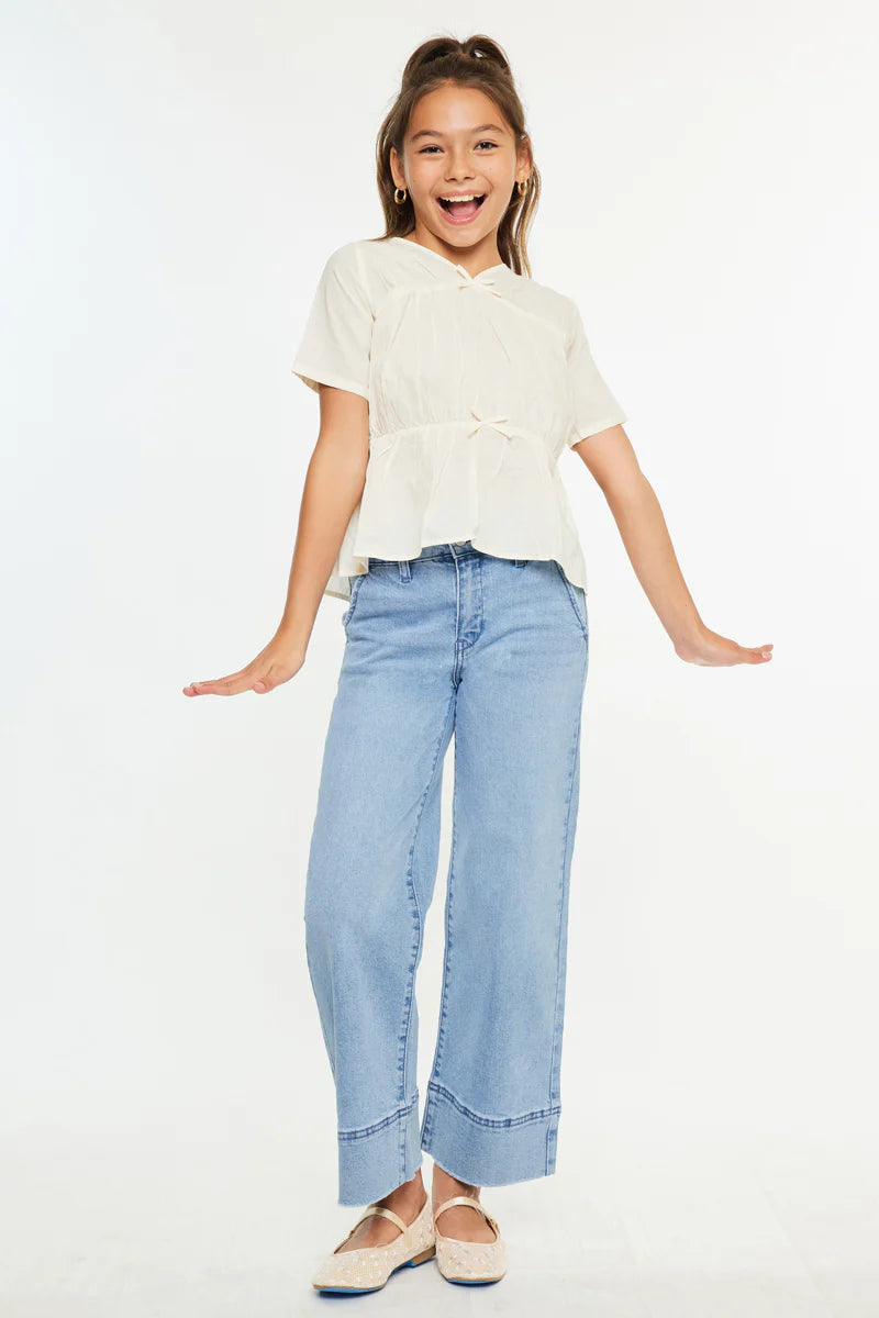 Kancan Youth High Rise Crop Wide Leg Jeans