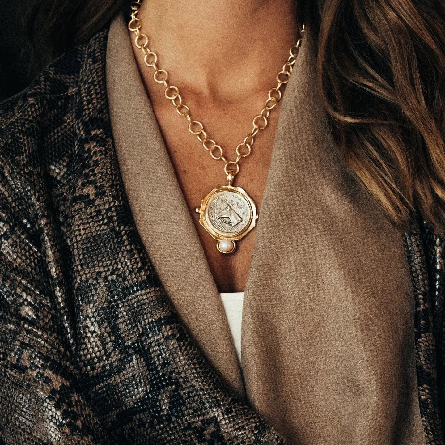 Susan Shaw Horse Coin & Freshwater Pearl Necklace