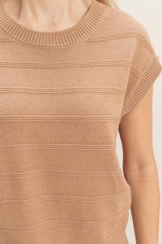 Textured Round Neck Dolman Sleeve Top