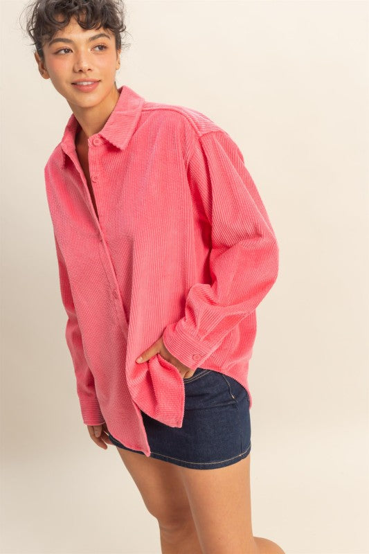 Taffy Pink Corduroy Top