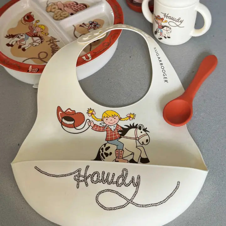 Howdy Fresh & Messy Silicone Bib & Spoon