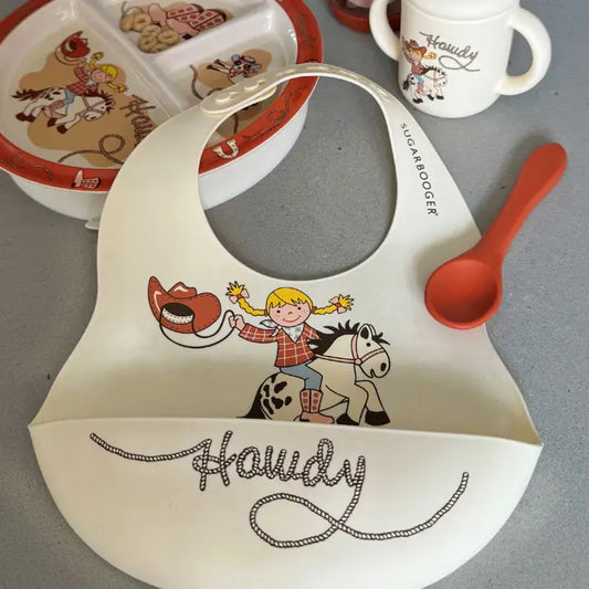 Howdy Fresh & Messy Silicone Bib & Spoon