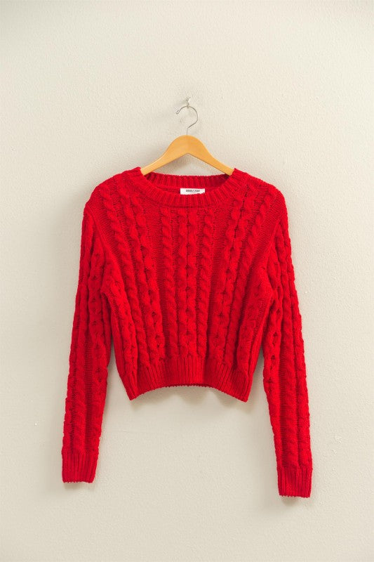 Classic Red Cable Knit Sweater