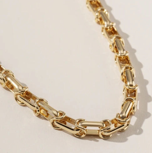 Gold Modern Chunky Metal Chain Linked Necklace