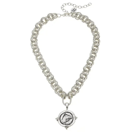 Susan Shaw Silver Intaglio Horse Necklace