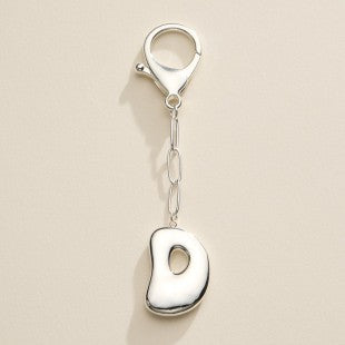 Silver Bubble Letter Initial Keychain