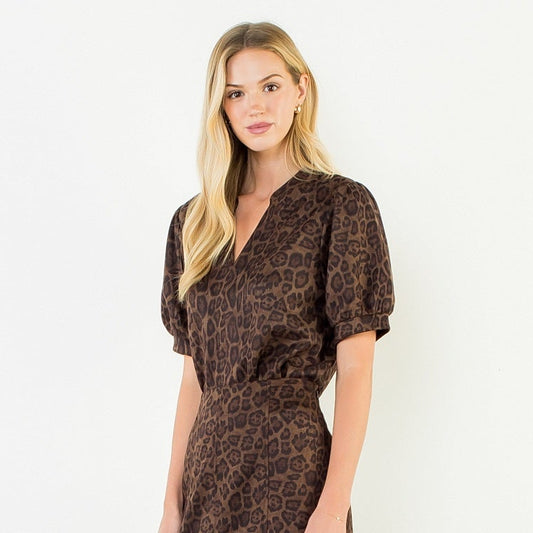 Suede Leopard Print Top