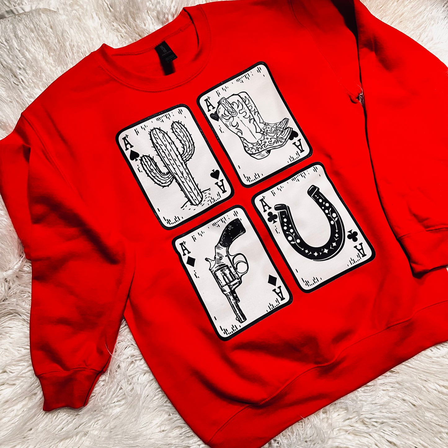Ace Card Collage Red Sweatshirt