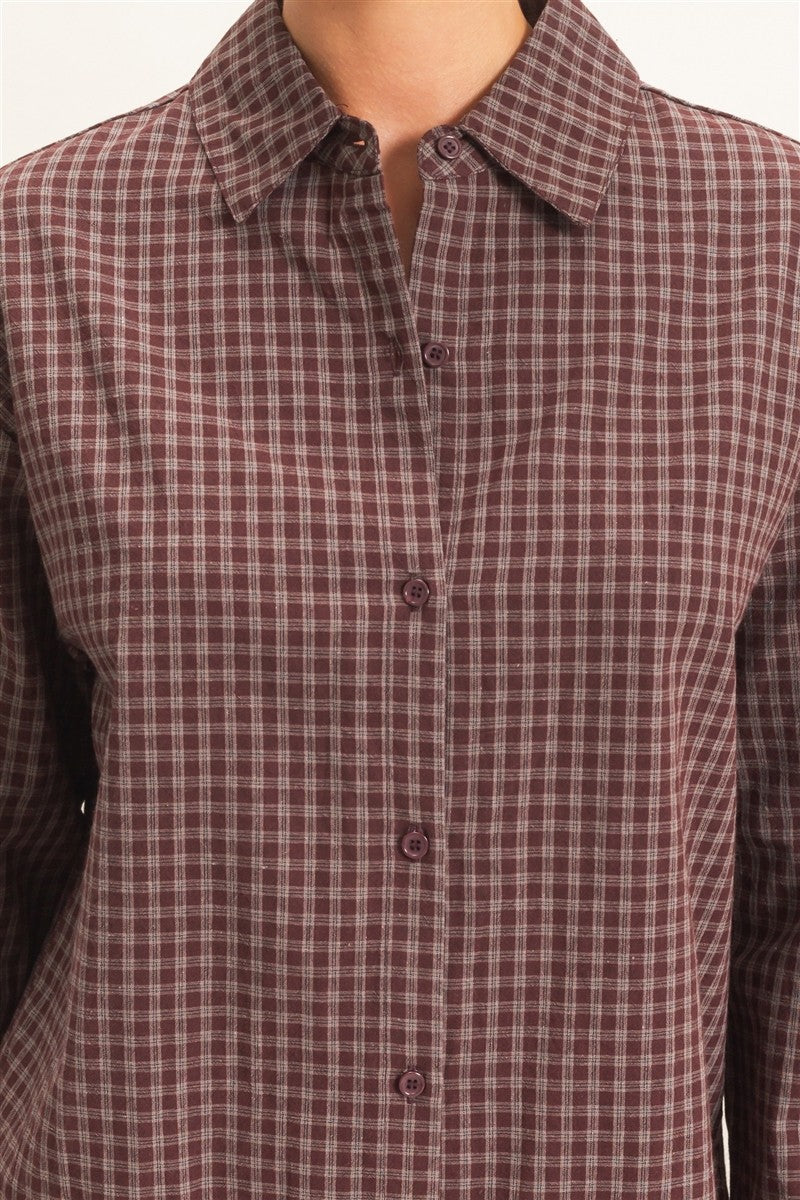 Brown Plaid Button Up Shirt