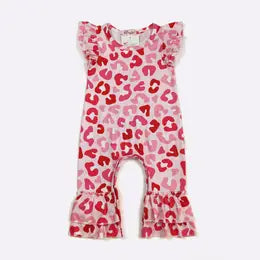 Valentine Leopard Baby Girl Romper