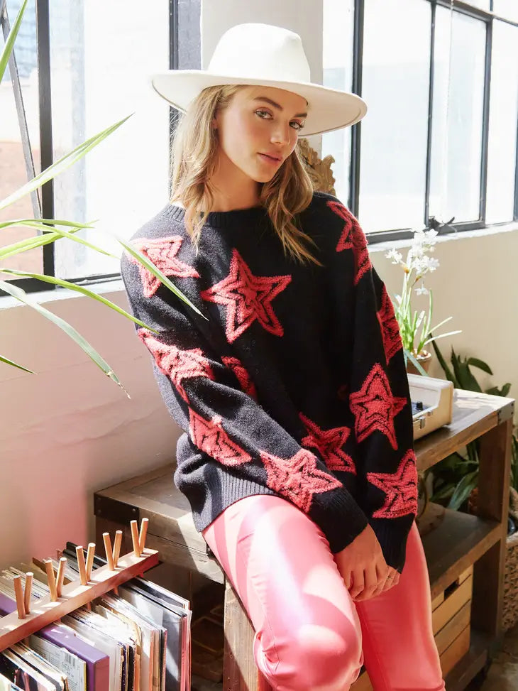 All Over Star Sweater - 2 Colors